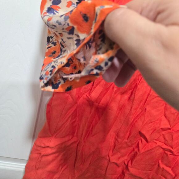 Club Monaco Orange Shift Dress w/ Silk Floral Sleeves Women’s 2 - Picture 3 of 8